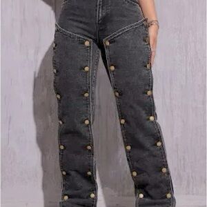 SNAP OFF/ VINTAGE/ STRAIGHT LEG HIGH-WAIST JEANS 🩶✨
